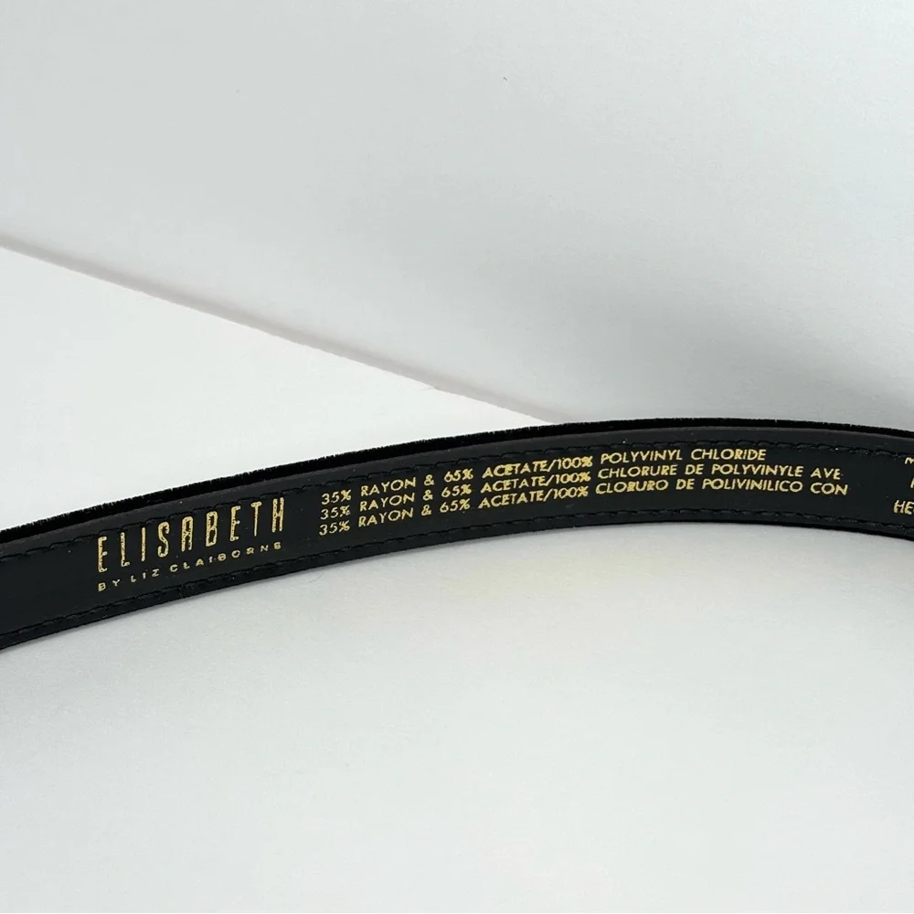 Vtg. Elisabeth Liz Claiborne Black Velvet Belt Gold Buckle Size 3X (22-24) NEW
